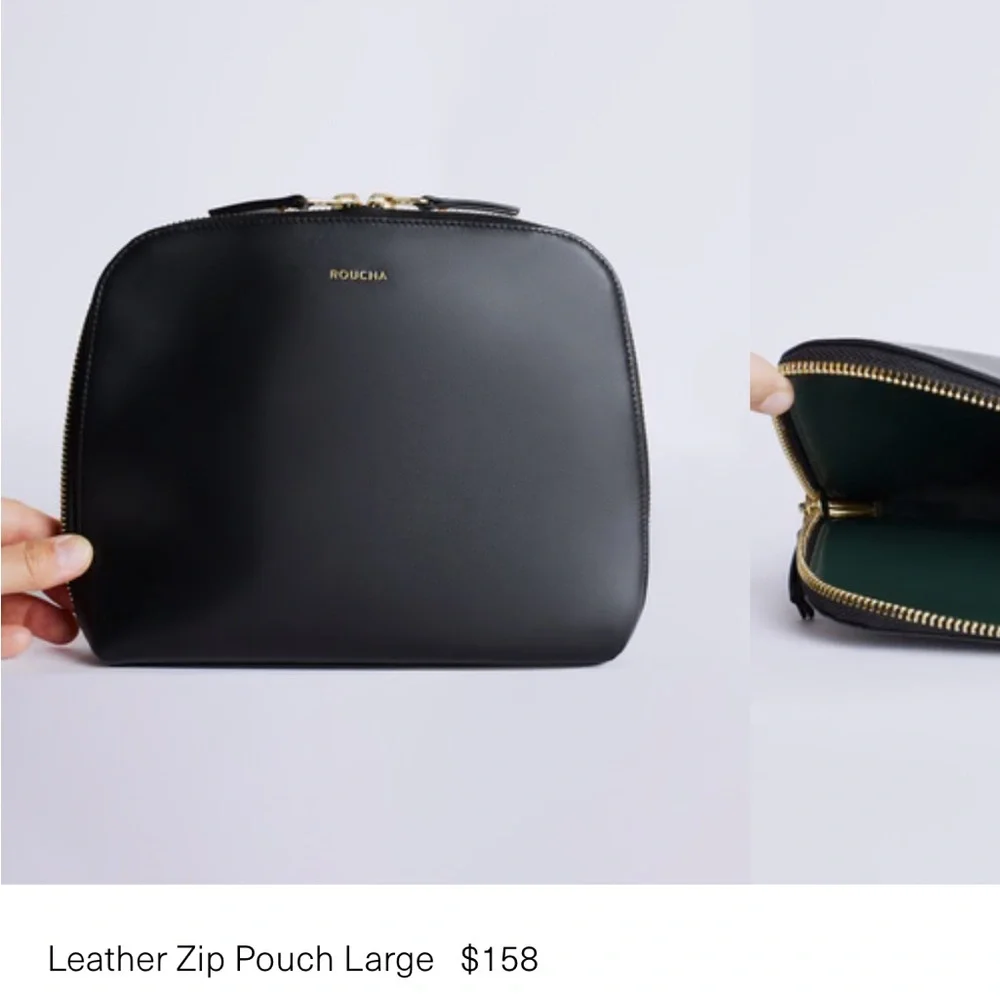Roucha Leather Zip Large Travel Pouch